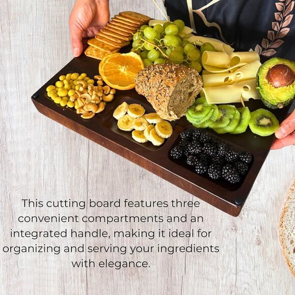 Premium 2-in-1 Large Acacia Wooden Cutting Board & Serving Tray – Reversible But - Picture 4 of 5